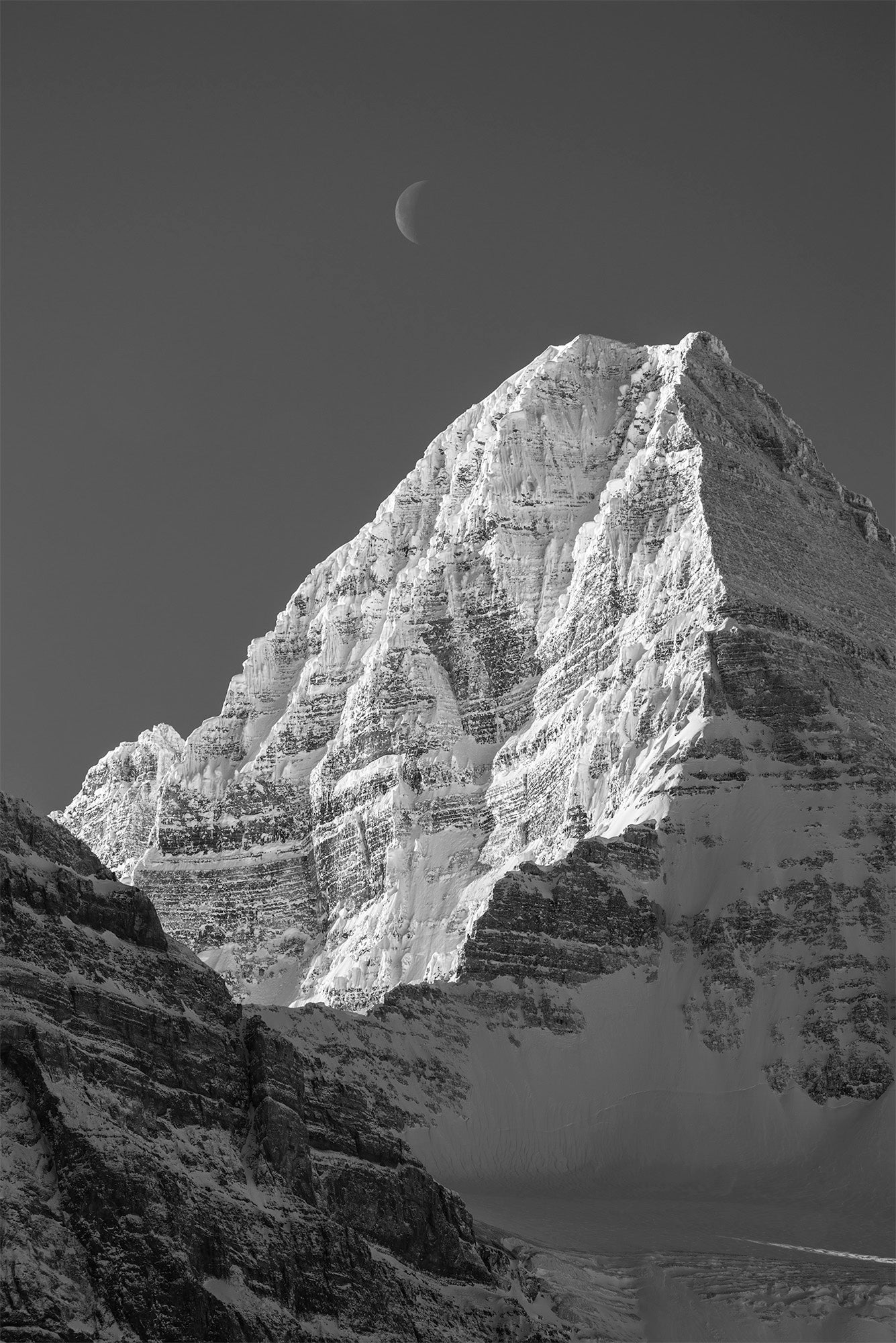 Assiniboine and Waning Moon 24x36 inch Canvas Print