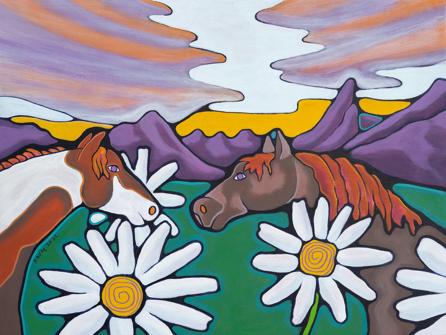 White Swan Horses - Original Painting
