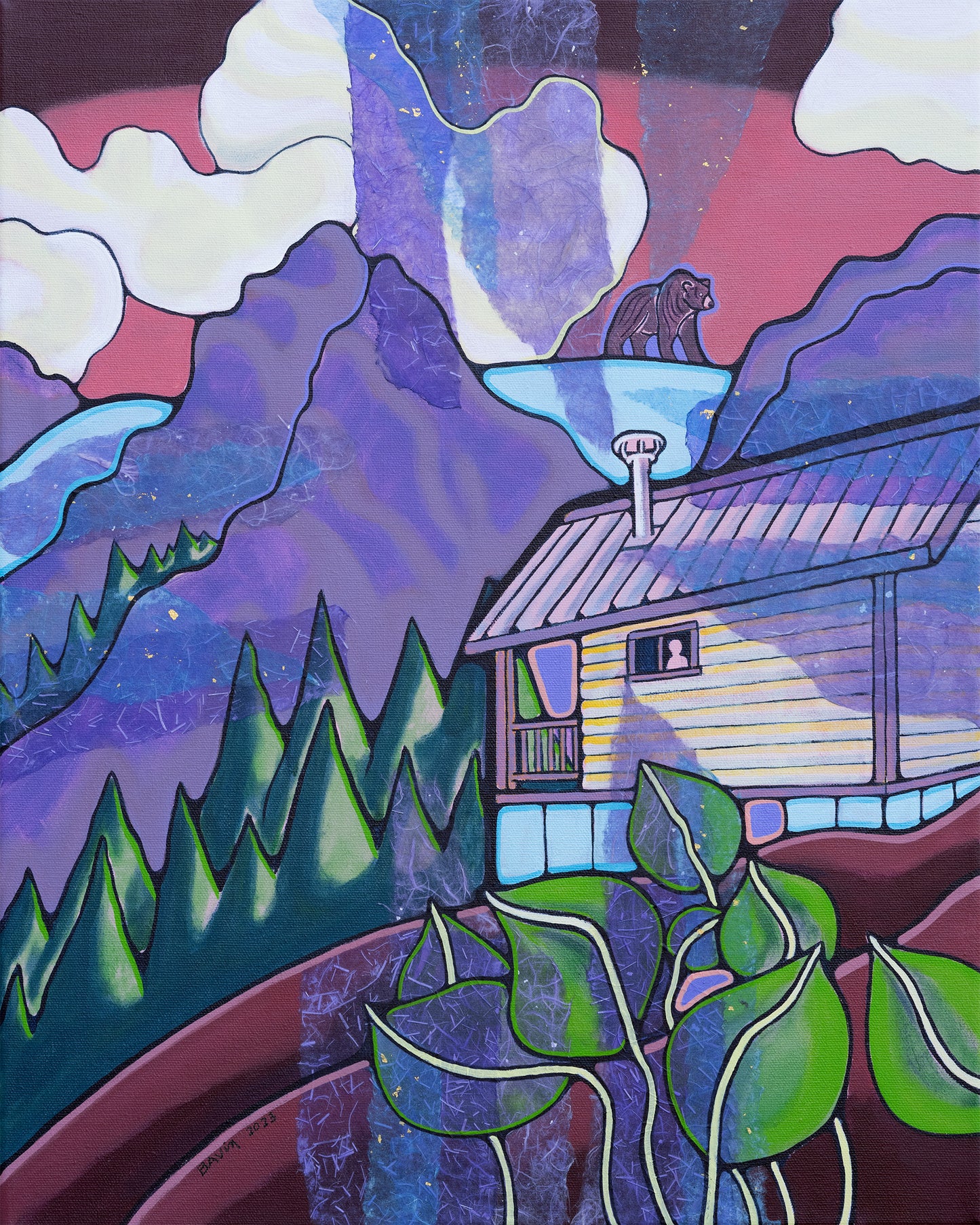 Dave White Hut and Spirit Bear - Original Painting