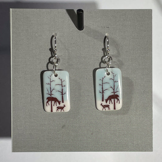 Porcelain Deer Forest Earrings - [ST7060]