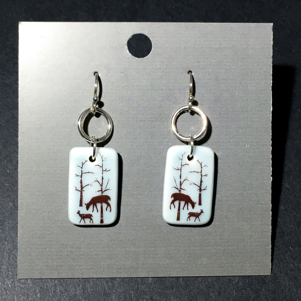 Porcelain Deer Forest Earrings - [ST7058]