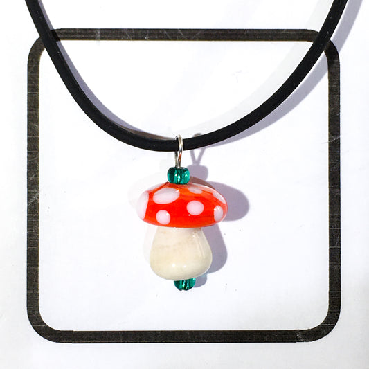 Glass Mushroom Necklace - [#2042]