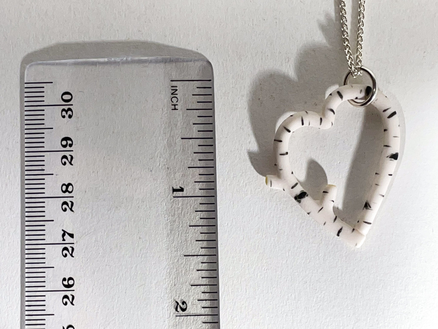 Porcelain Birch Trunk Heart Necklace - [STN7076]
