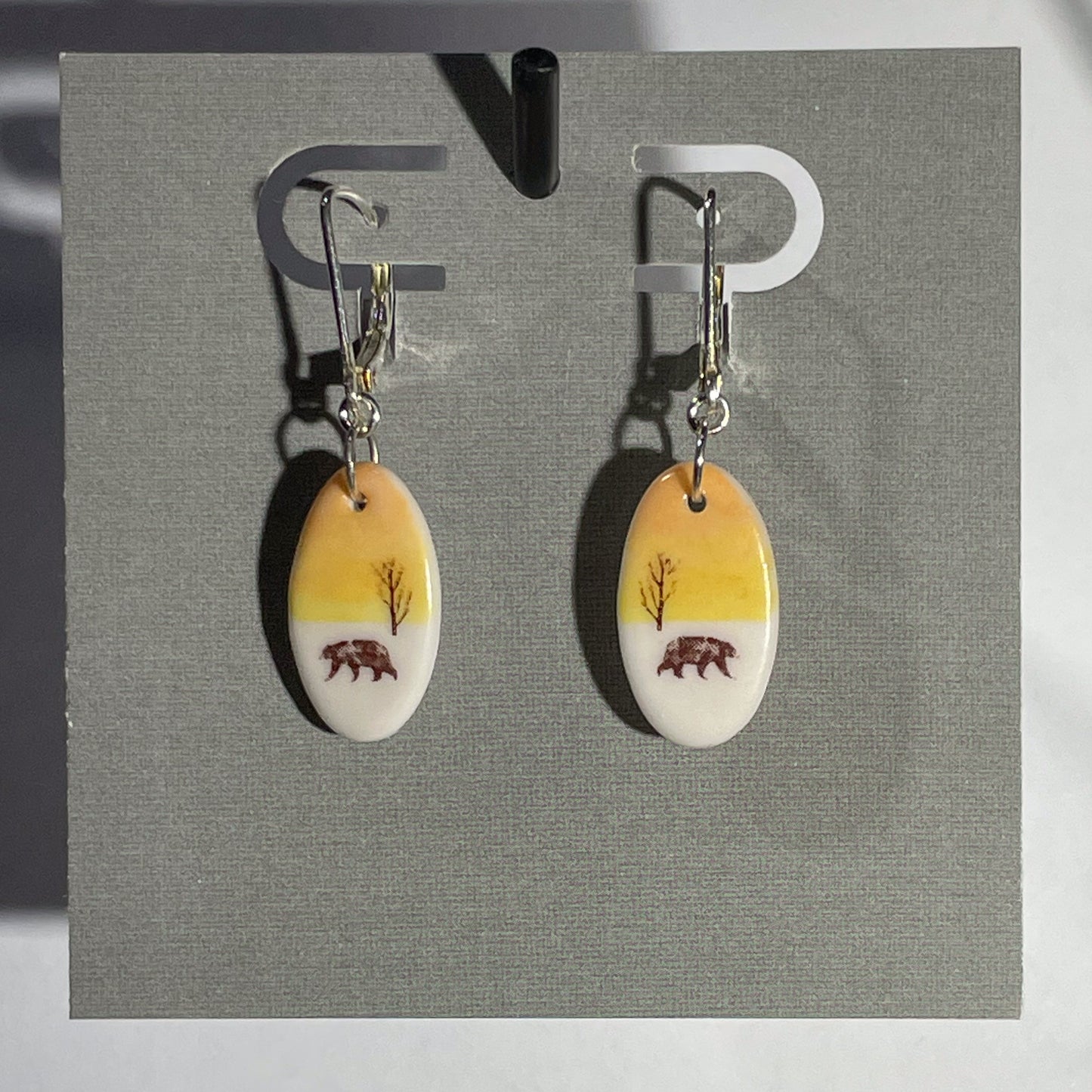 Porcelain Black Bear Earrings - [ST7063]