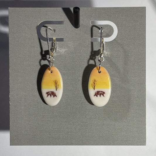 Porcelain Black Bear Earrings - [ST7063]