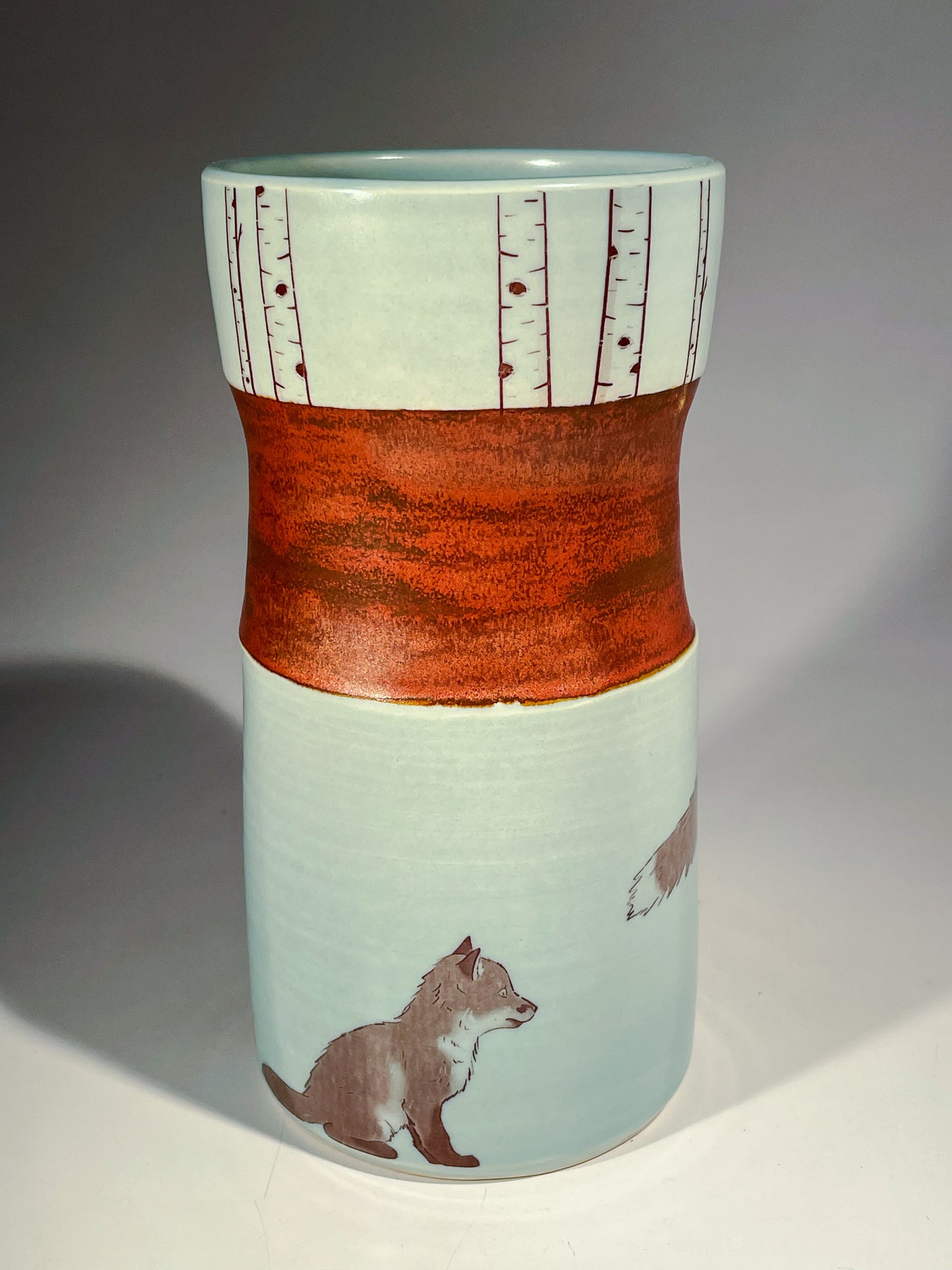 “Fox Family” - Porcelain Vase [8107]