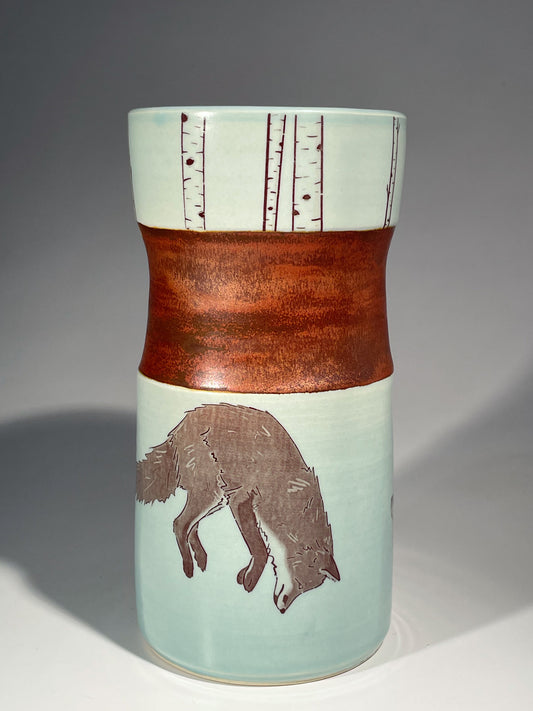 “Fox Family” - Porcelain Vase [8107]