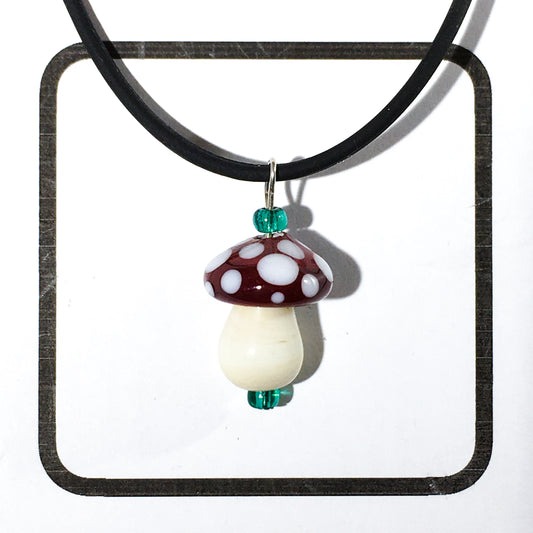 Glass Mushroom Necklace - [#2030]