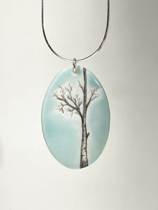 Porcelain Birch Tree Necklace - [STN7074]