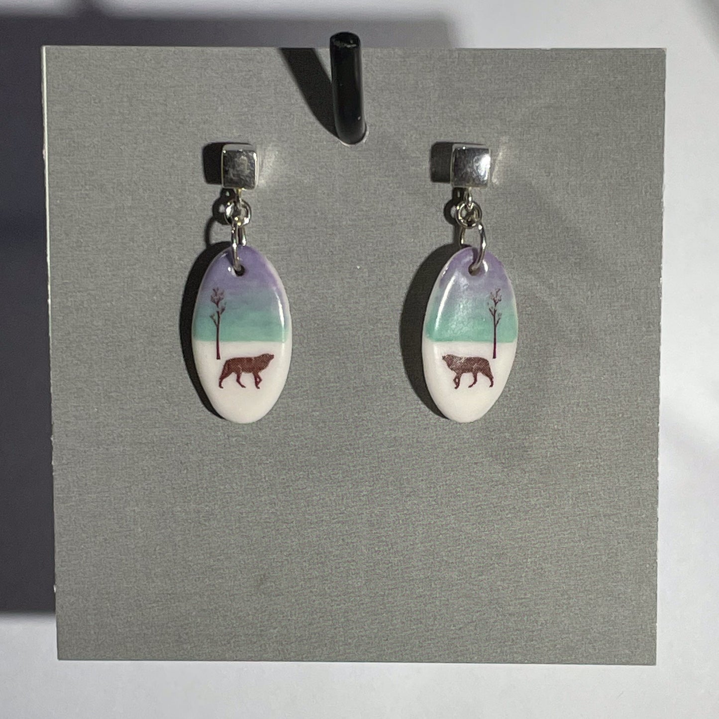 Porcelain Wolf Earrings - [ST7070]