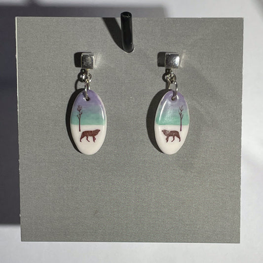 Porcelain Wolf Earrings - [ST7070]