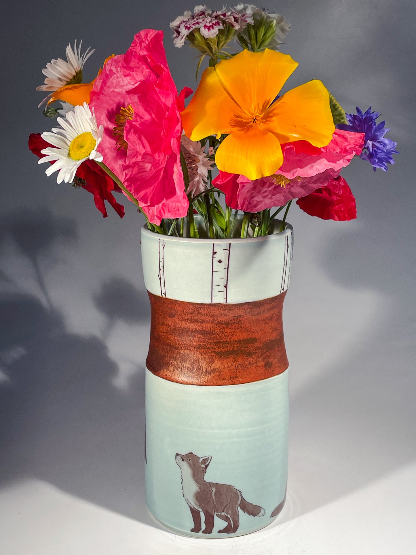 “Fox Family” - Porcelain Vase [8107]