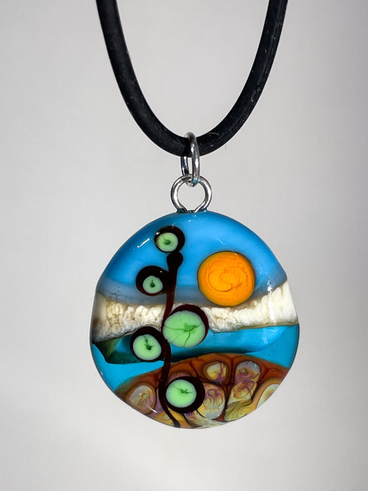 Glass Landscape Necklace - [#2532]
