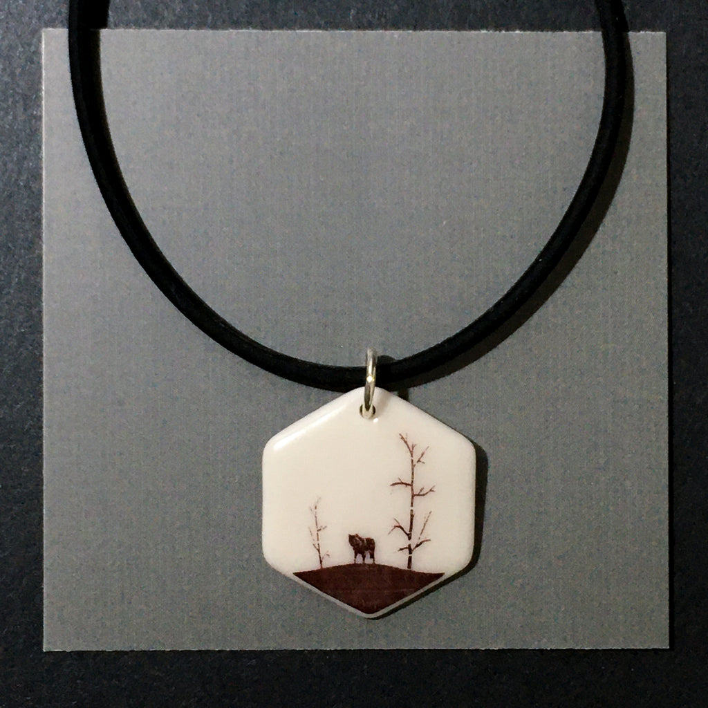 Porcelain Wolf Forest Necklace - [ST4114]