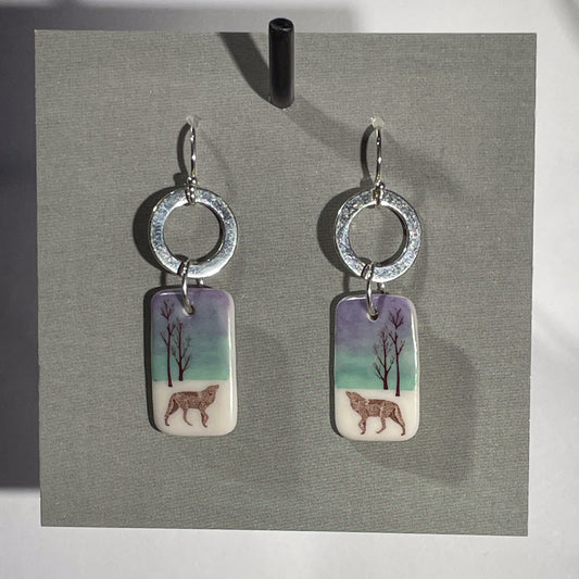 Porcelain Wolf Earrings - [ST7067]