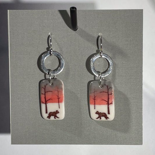 Porcelain Bear Forest Earrings - [ST7069]