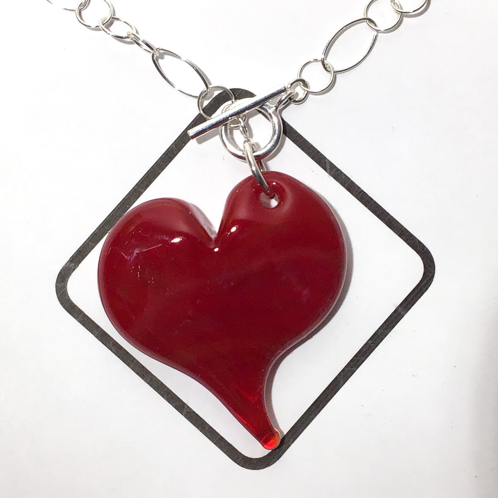 Glass Heart Necklace - [#6012]
